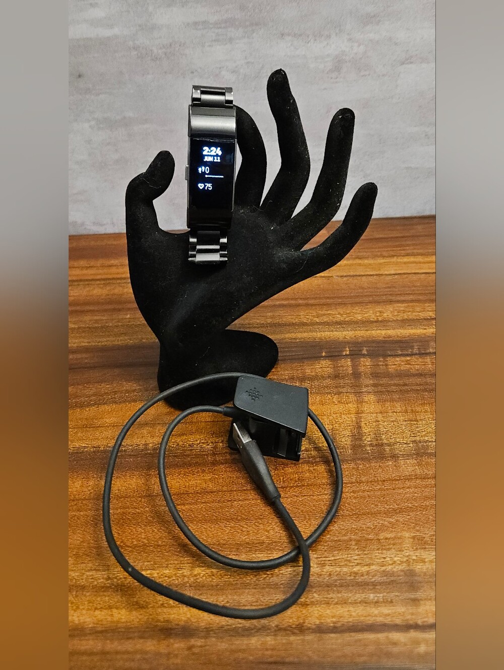 fitbit Black Smartwatch with Metal Link Band & Protective Screencovers